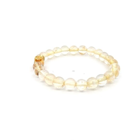 18K Gold Money Bag Lucky Charm Bracelet Gemstones Citrine 6mm